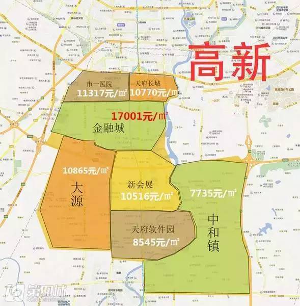 成华区 平均:9158元/㎡ 高新区 平均:10882元/㎡ 金牛区 平均:8717元