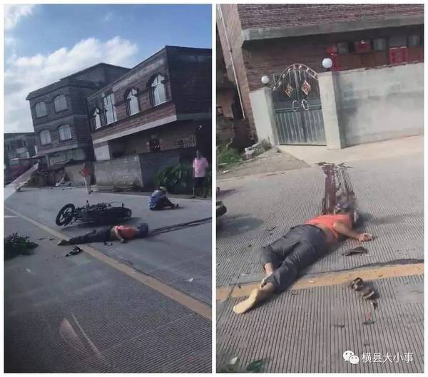 横县陶圩学斗路段交通事故,致摩托车司机当场死亡