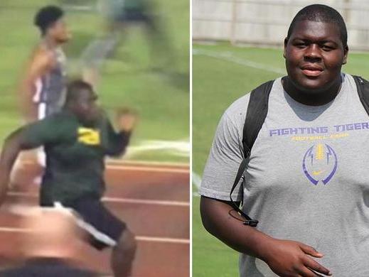 美国300斤胖子短跑速度惊人，被誉为橄榄球博尔特