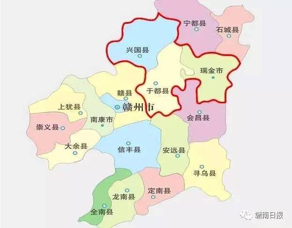 九堡镇,冈面乡,瑞林镇,于都县葛坳乡,银坑镇,桥头乡,兴国县樟木乡,江