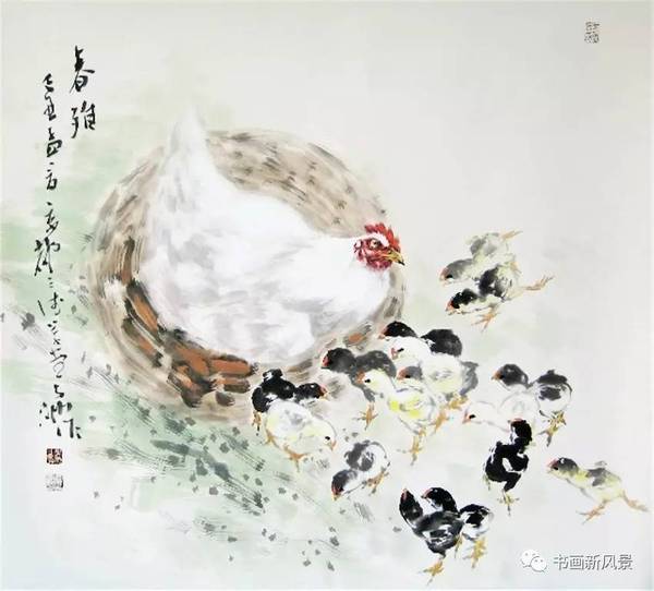 今年56岁的画家王子洲画的公鸡是非常生猛的,可形象的比喻为"公鸡中