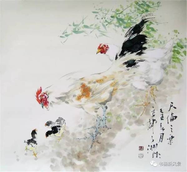 今年56岁的画家王子洲画的公鸡是非常生猛的,可形象的比喻为"公鸡中