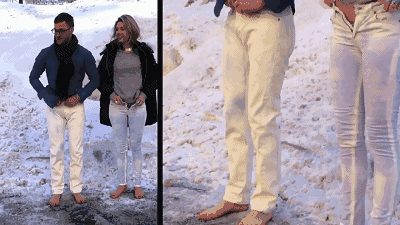 这条裸女代言的牛仔裤,男人穿了都很硬