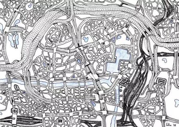 felix(11岁), imaginary city map 想象中的城市地图