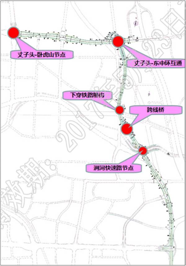 东中环北延:道路起点北中环街,终点丈子头连接线,道路规划红线宽度40