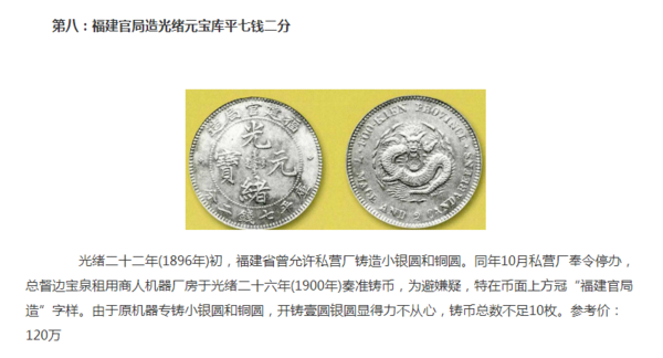 排名最值钱光绪元宝银元