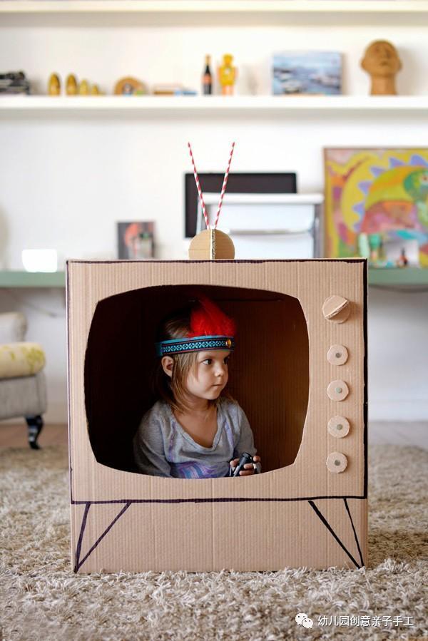 幼儿园亲子手工:纸皮箱的家居创意,孩子更有想法