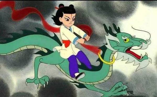 哪吒自幼喜欢习武,在东海边打死了作恶多端的龙王三太子.
