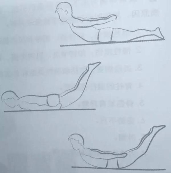 而锻炼腰背部肌肉主要通过"大雁式"动作,  即采取俯卧位,去枕,然后
