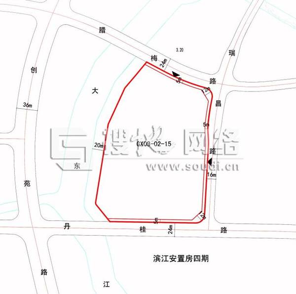 地块红线图 优势点评 该地块通过丹桂路连接城区东西向主干道江南路