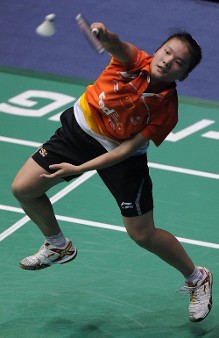 图文:[羽毛球]2011中国大师赛首轮 陈晓佳进攻