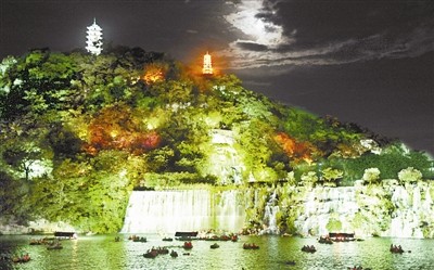 鱼峰山夜景图片