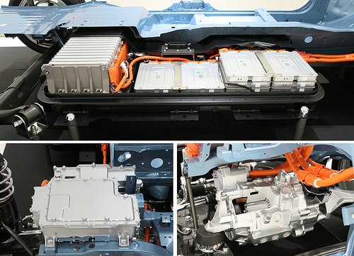 图片为2011款日产聆风(leaf)纯电动车型的层叠式紧凑型锂离子电池组