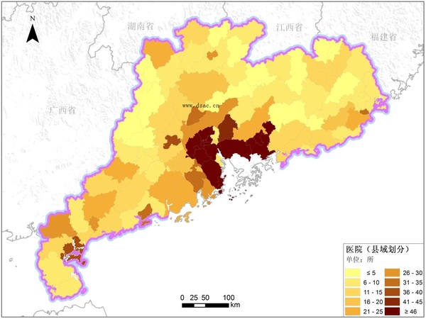 广东省县级医院分布信息 可反应医疗资源分布状况