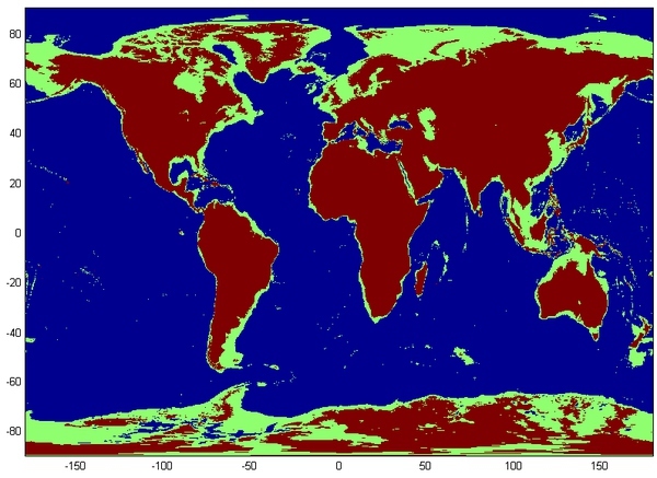 如果海平面下降 500 米,地图会变成什么样?