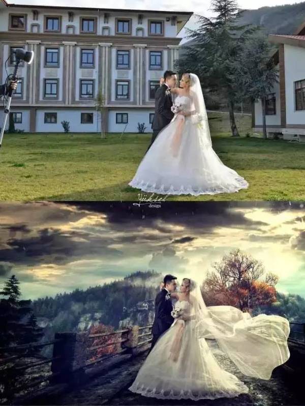 yuksel,同时也是一位ps高手,这是他分享的一组婚纱摄影前后期对比图