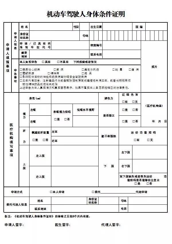 驾驶人身体条件证明图片