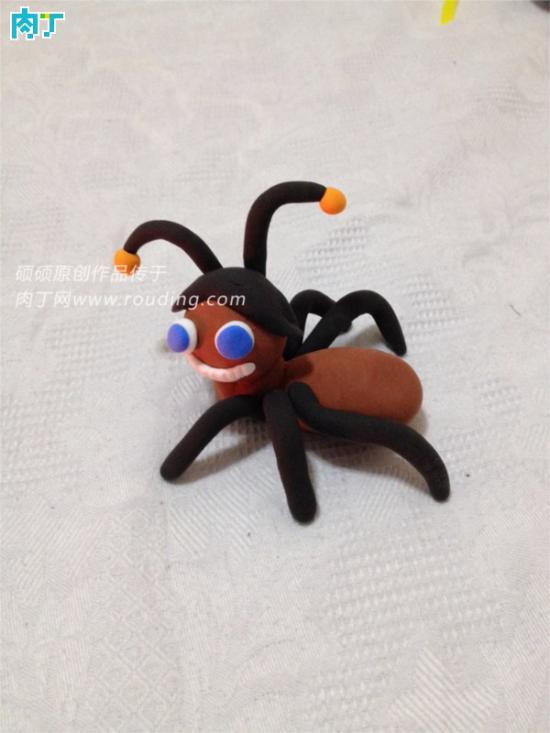 儿童趣味diy轻粘土小制作之可爱的小蜘蛛图解