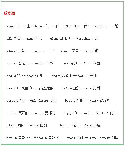 小学英语 近反义词大全 寒假提升英语的绝佳资料 教育频道 手机搜狐