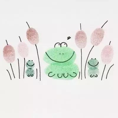 初学手指画,颜料不能沾太多, 否则看不出形状和指纹,画面也不美观.