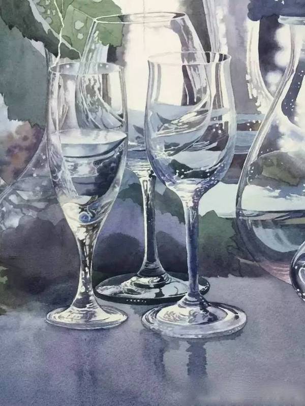 水粉,油画,水彩下的玻璃器皿,美呆了!