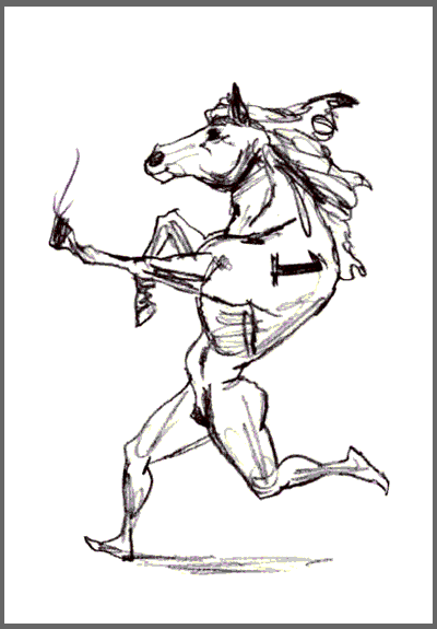 三原三千夫的手绘动态草图-怪兽的奔跑