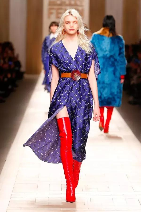 fendi演绎黑夜后的清晨,性感红靴子,时髦新手袋