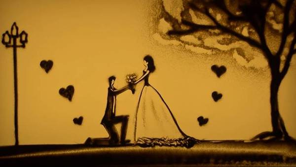 情人节沙画】哼! 情人节也不陪人家,捶你胸口!