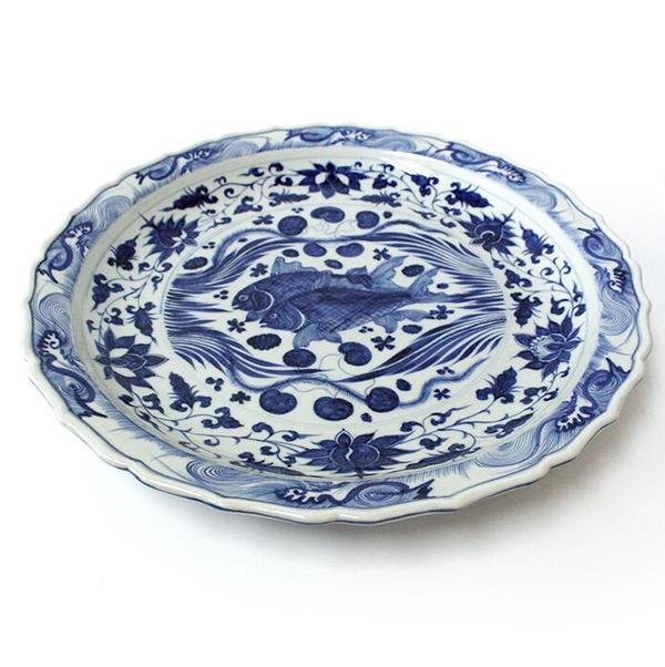 精品赏析 青花鱼藻纹花口折沿盘 新闻频道 手机搜狐