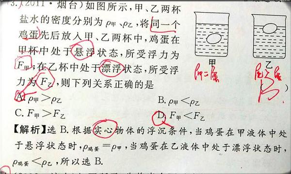一,悬浮与漂浮问题:悬浮时物体密度等于液体密度,漂浮时物体密度小于