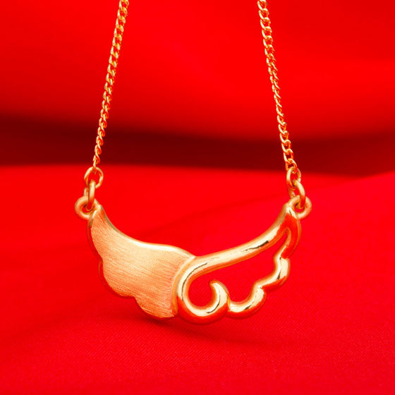 3d硬千足金飞翔天使翅膀黄金项链吊坠,售价:2738元