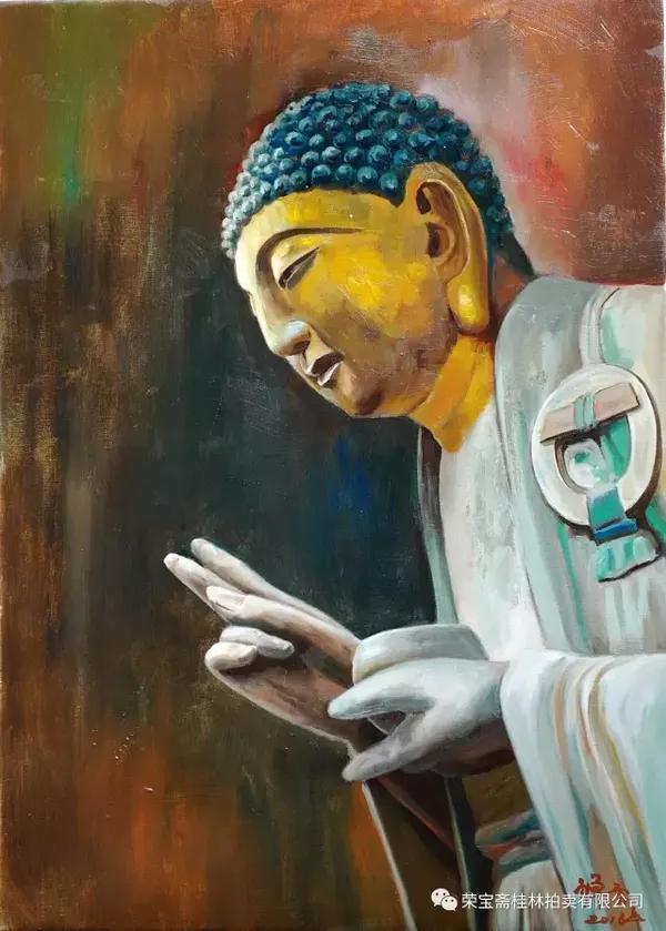 药师佛(2017年) 布面油画 50x70cm