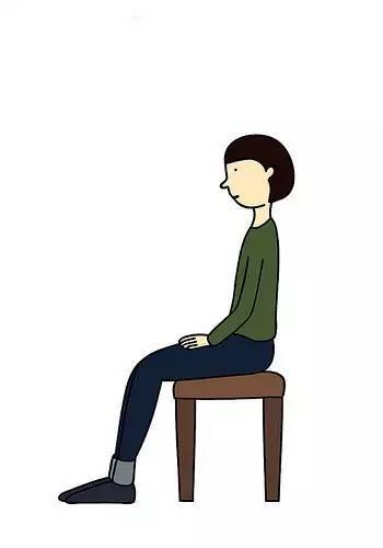 1,坐在椅子上,身体延伸拉长,双脚踩地.