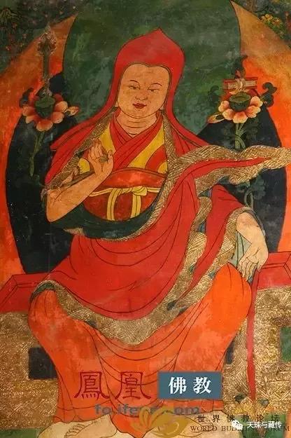 西藏日喀则萨迦寺壁画元代国师八思巴像