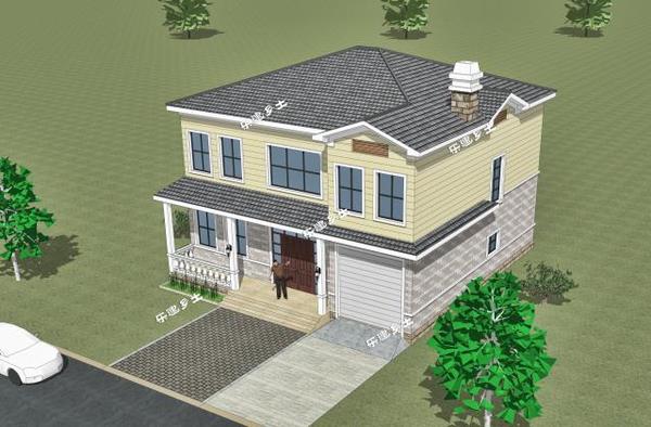 12x12米二层简欧独栋别墅,农村建房经典参考