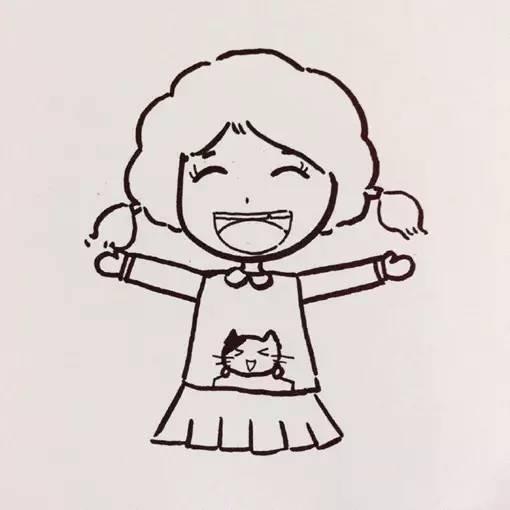 儿童简笔画:画开怀大笑的女生,遇见一天好心情