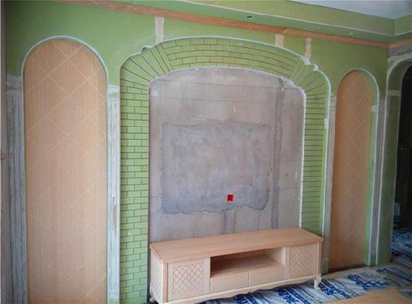 这个是客厅的电视背景墙,用石膏板做了一个简单的造型.