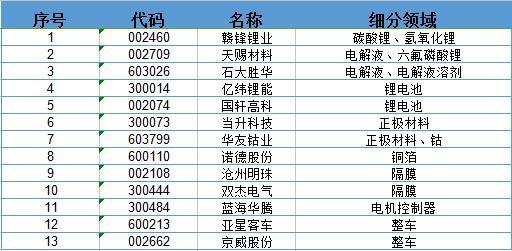 氢氧化锂龙头股一览