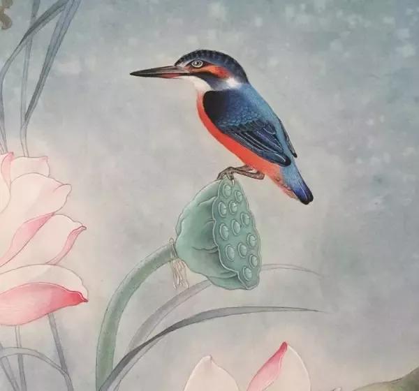 崔继耀:工笔画-荷花翠鸟步骤图