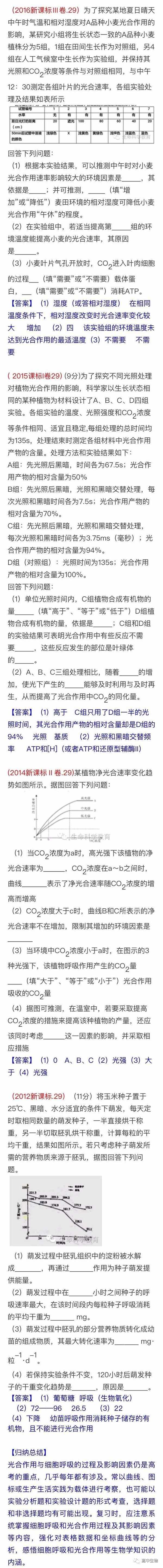光合作用与细胞呼吸 5年高考总结 教育频道 手机搜狐