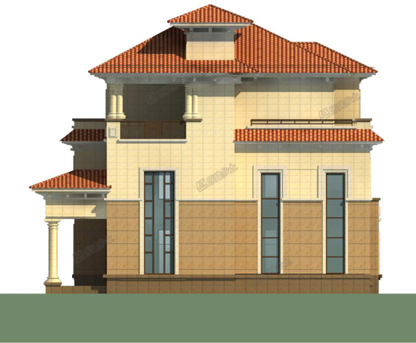 三层带地下室欧式别墅,采光井设计改善地下环境