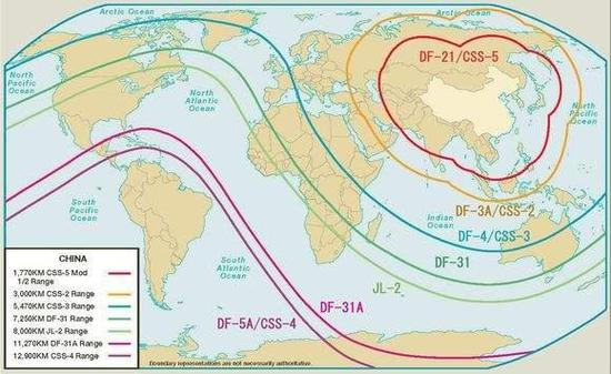 东风导弹打击范围图图片