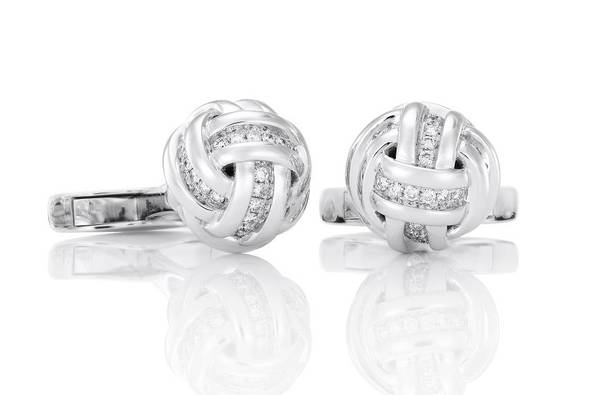 de beers戴比尔斯18k白金knot袖扣