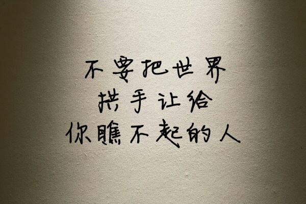 不要把世界拱手让给你瞧不起的人