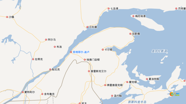 (图片来自谷歌地图) 魁北克赏鲸地点主要集中在圣劳伦斯湾沿岸,其中在